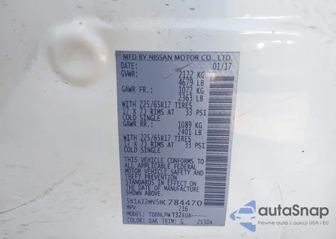 2017 Nissan Rogue S from USA, damaged, VIN 5N1AT2MV5HC784470